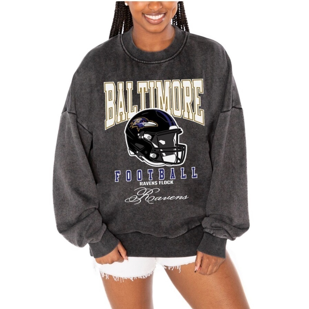 Women's Baltimore Ravens Gameday Couture Black Vintage Wash Pullover XXL